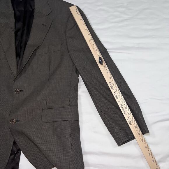 Brooks Brothers 346 Stretch Blazer Size 39 Short Wool Brown Micro Houndstooth - Picture 7 of 16